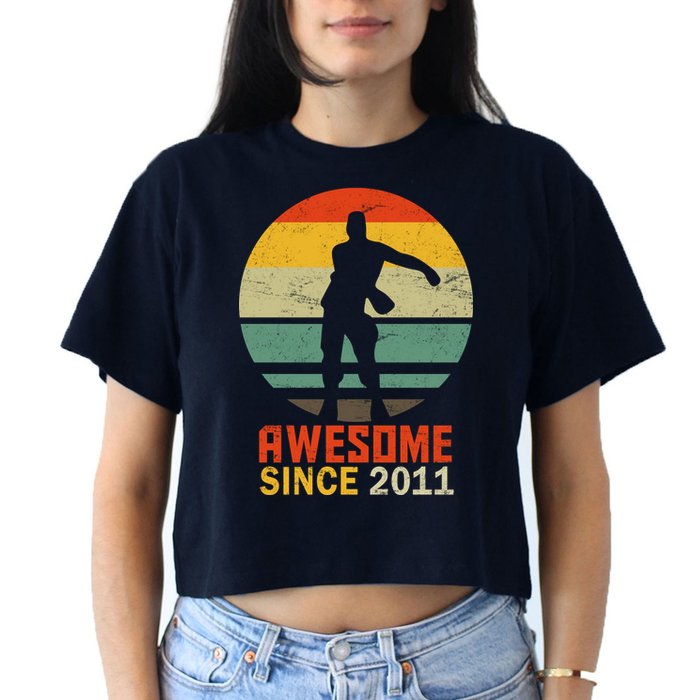 Floss Dance 8th Birthday Awesome Since 2011 Women's Crop Top Tee