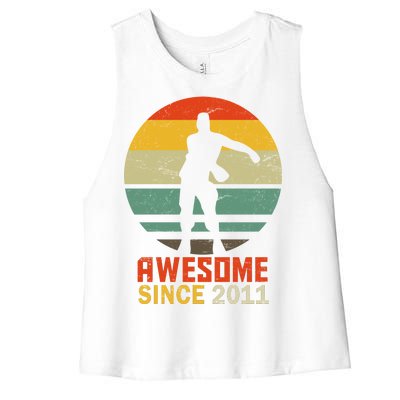 Floss Dance 8th Birthday Awesome Since 2011 Women's Racerback Cropped Tank