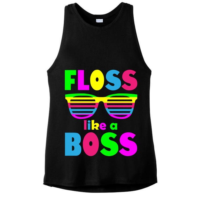 Floss Like A Boss 80's Style Retro Ladies PosiCharge Tri-Blend Wicking Tank