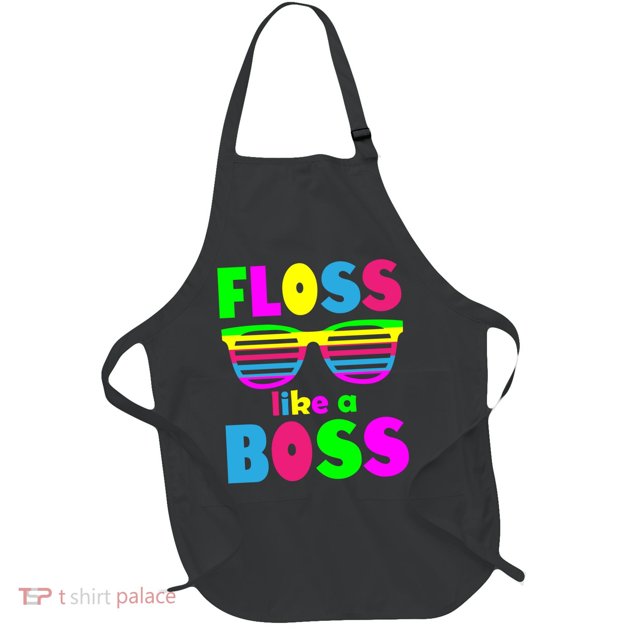 Floss Like A Boss 80's Style Retro Full-Length Apron With Pockets