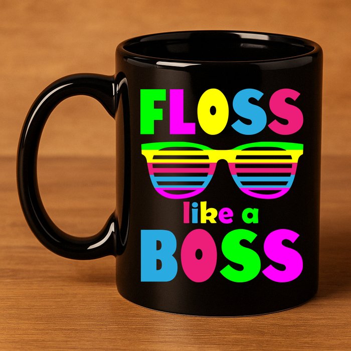 Floss Like A Boss 80's Style Retro 11oz C Handle Ceramic Mug