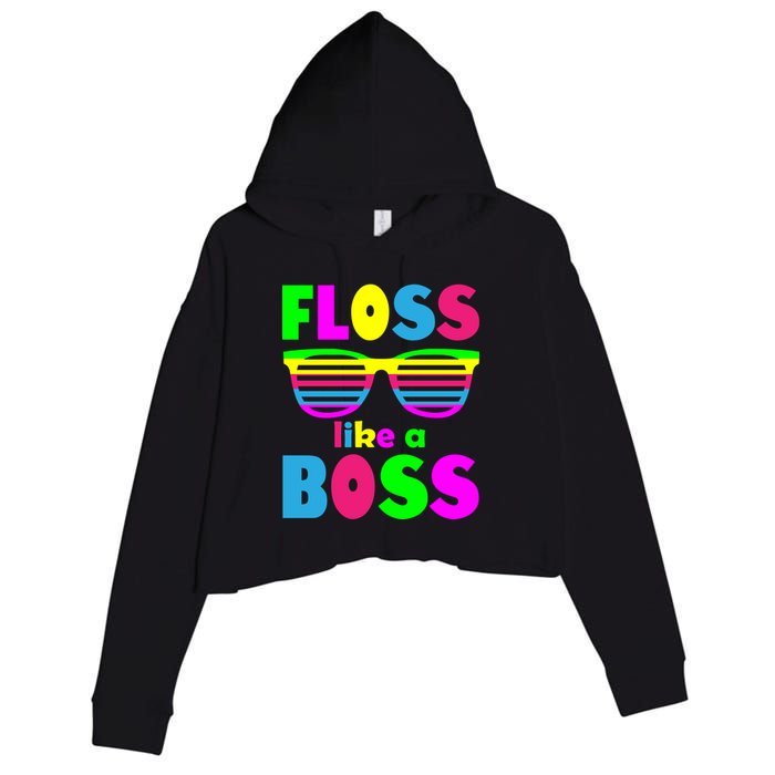 Floss Like A Boss 80's Style Retro Crop Fleece Hoodie