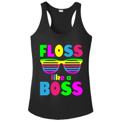 Floss Like A Boss 80's Style Retro Ladies PosiCharge Competitor Racerback Tank