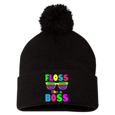 Floss Like A Boss 80's Style Retro Pom Pom 12in Knit Beanie