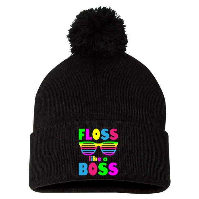 Floss Like A Boss 80's Style Retro Pom Pom 12in Knit Beanie