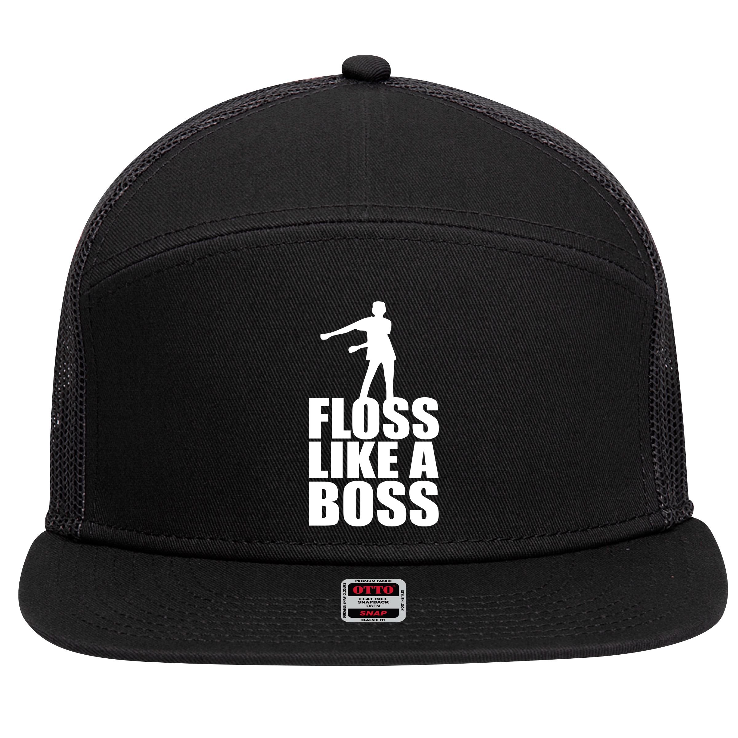 Floss Like A Boss Dance Logo 7 Panel Mesh Trucker Snapback Hat