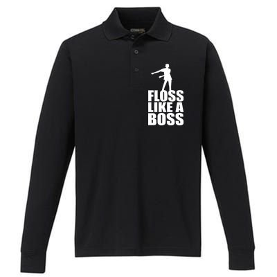 Floss Like A Boss Dance Logo Performance Long Sleeve Polo