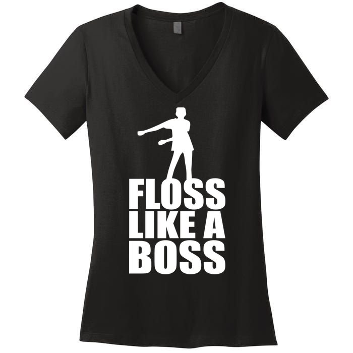 Floss Like A Boss Dance Logo Women's V-Neck T-Shirt
