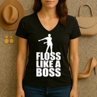 Floss Like A Boss Dance Logo Women's V-Neck T-Shirt