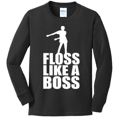 Floss Like A Boss Dance Logo Kids Long Sleeve Shirt