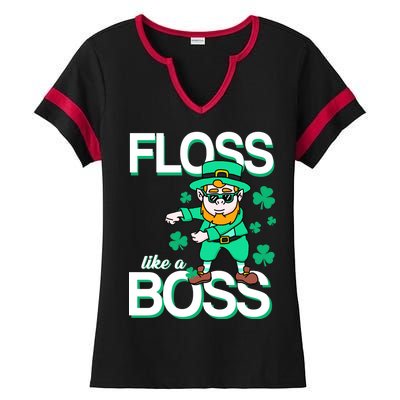 Floss Like A Boss Leprechaun Ladies Halftime Notch Neck Tee