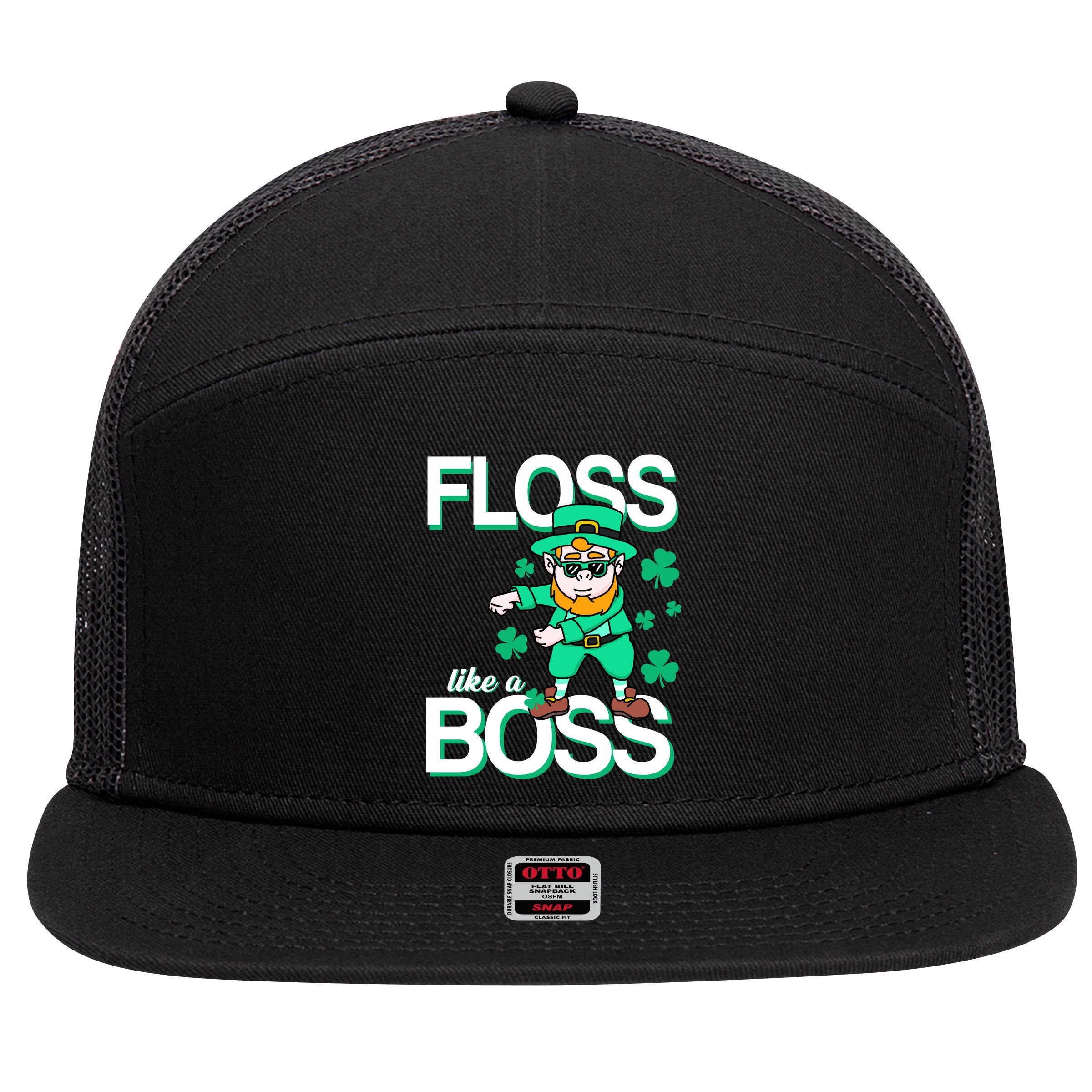 Floss Like A Boss Leprechaun 7 Panel Mesh Trucker Snapback Hat