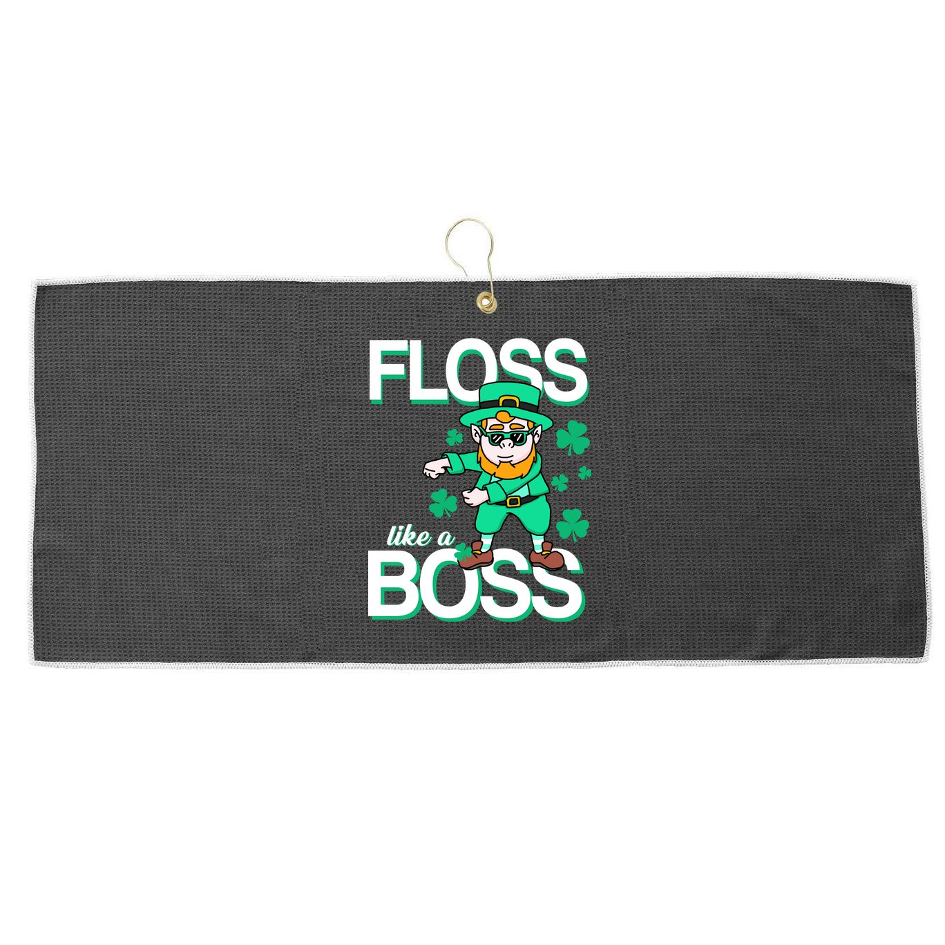 Floss Like A Boss Leprechaun Large Microfiber Waffle Golf Towel