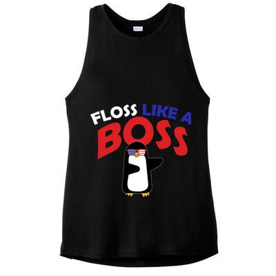 Floss Like a Boss Penguin Dancing Ladies PosiCharge Tri-Blend Wicking Tank