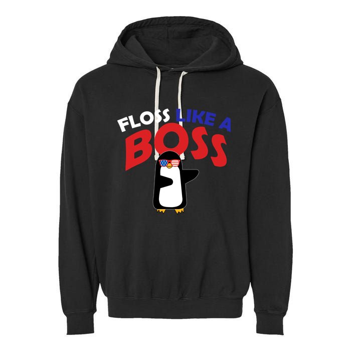 Floss Like a Boss Penguin Dancing Garment-Dyed Fleece Hoodie