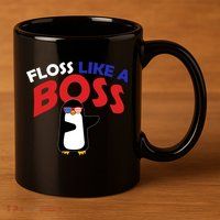 Floss Like a Boss Penguin Dancing 11oz C Handle Ceramic Mug