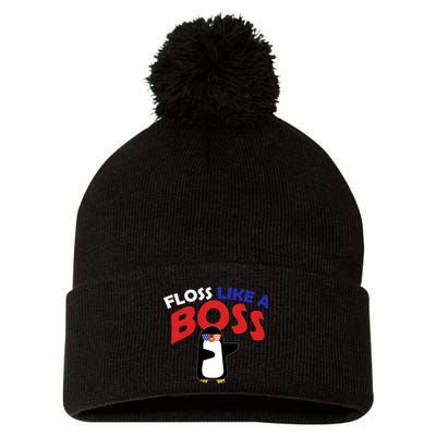 Floss Like a Boss Penguin Dancing Pom Pom 12in Knit Beanie