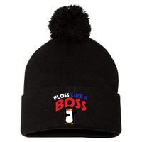 Floss Like a Boss Penguin Dancing Pom Pom 12in Knit Beanie