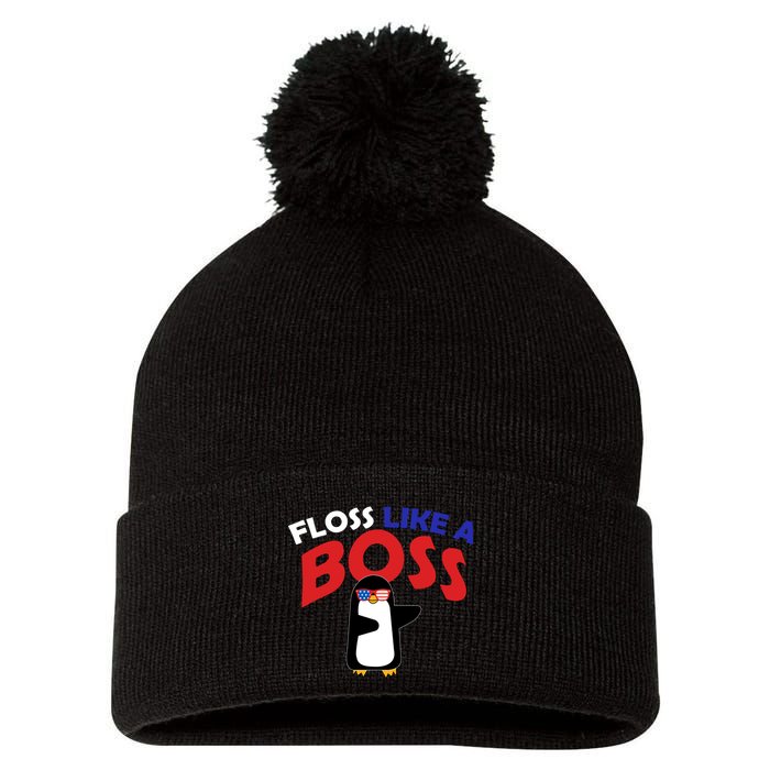 Floss Like a Boss Penguin Dancing Pom Pom 12in Knit Beanie