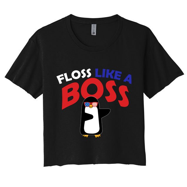 Floss Like a Boss Penguin Dancing Crop Top