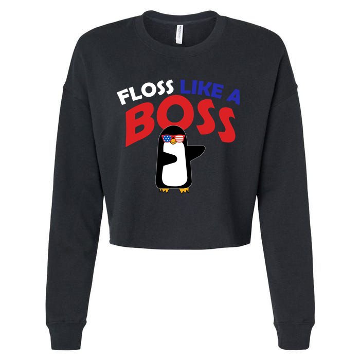 Floss Like a Boss Penguin Dancing Cropped Pullover Crew