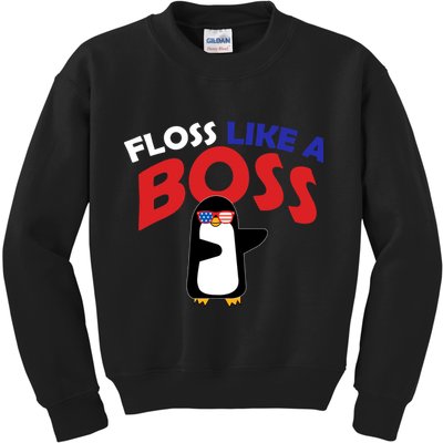 Floss Like a Boss Penguin Dancing Kids Sweatshirt