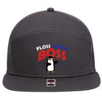Floss Like a Boss Penguin Dancing 7 Panel Mesh Trucker Snapback Hat