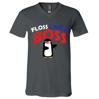 Floss Like a Boss Penguin Dancing V-Neck T-Shirt