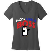 Floss Like a Boss Penguin Dancing Women's V-Neck T-Shirt