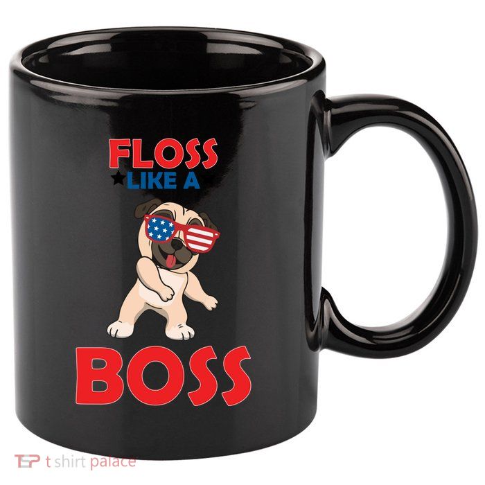 Floss Like A Boss Pug Dancing 11oz C Handle Ceramic Mug