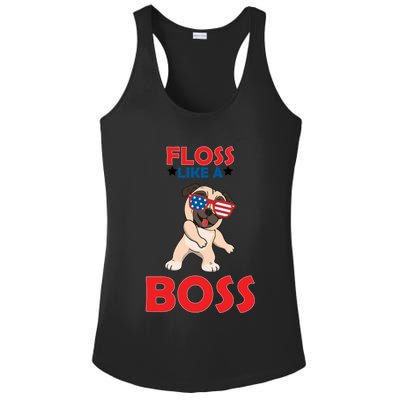 Floss Like A Boss Pug Dancing Ladies PosiCharge Competitor Racerback Tank