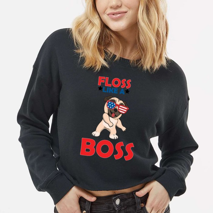 Floss Like A Boss Pug Dancing Cropped Pullover Crew