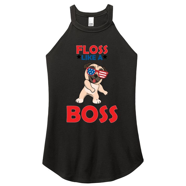 Floss Like A Boss Pug Dancing Women's Perfect Tri Rocker Tank