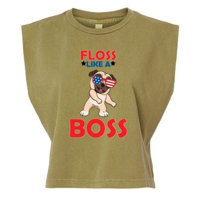 Floss Like A Boss Pug Dancing Garment-Dyed Women's Muscle Tee