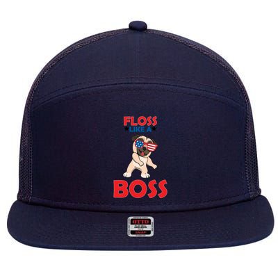 Floss Like A Boss Pug Dancing 7 Panel Mesh Trucker Snapback Hat