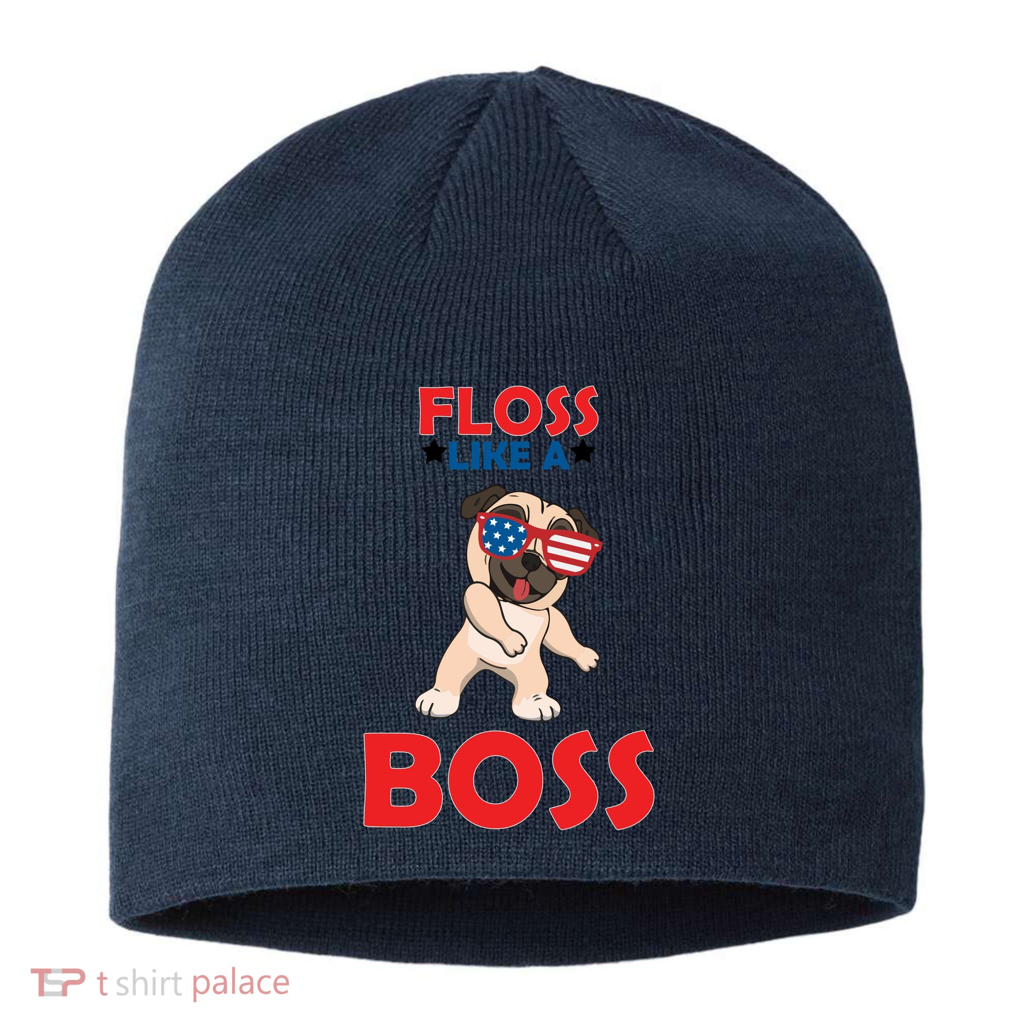 Floss Like A Boss Pug Dancing Sustainable Beanie