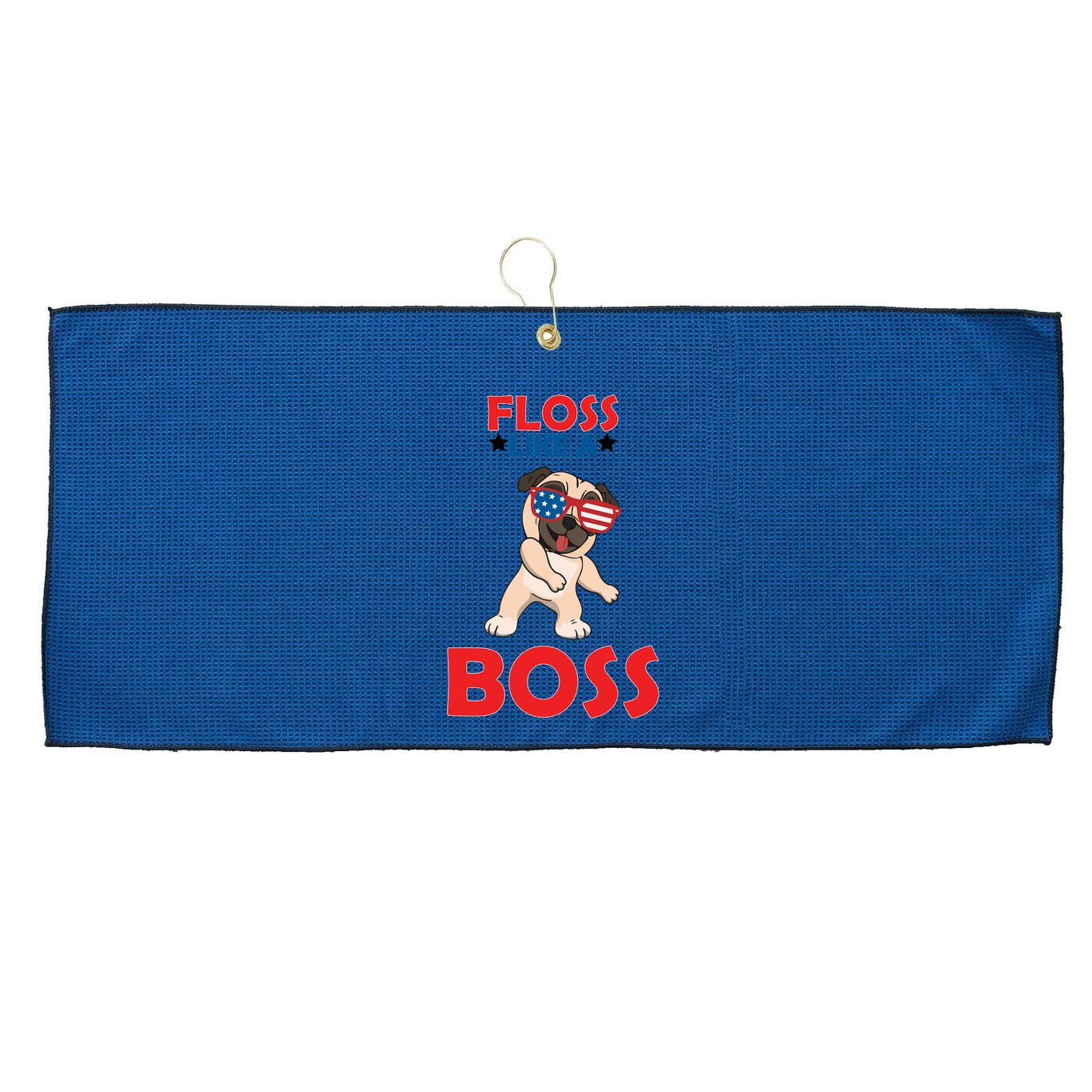 Floss Like A Boss Pug Dancing Large Microfiber Waffle Golf Towel