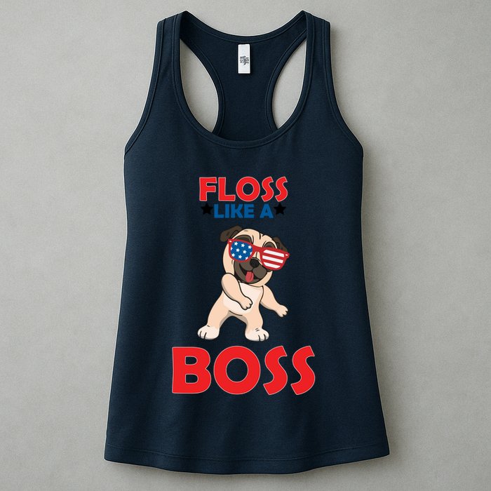 Floss Like A Boss Pug Dancing Womens Tank Top
