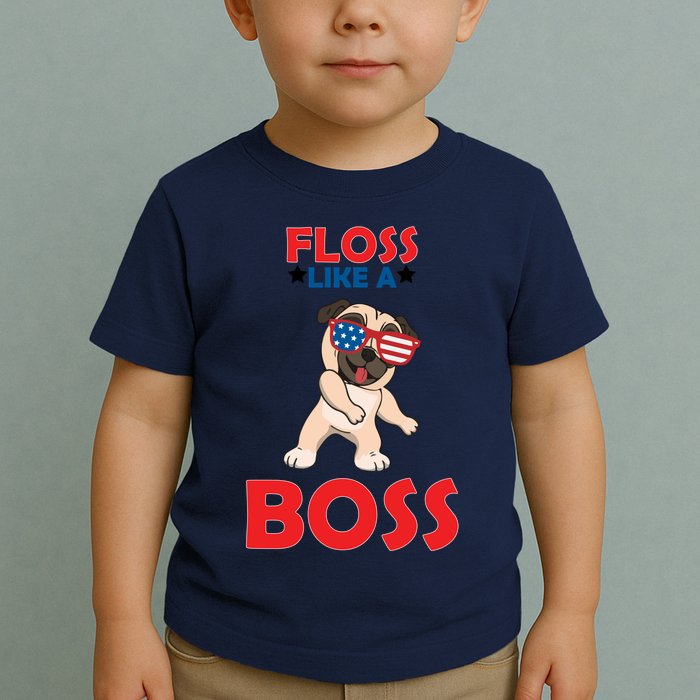 Floss Like A Boss Pug Dancing Toddler T-Shirt