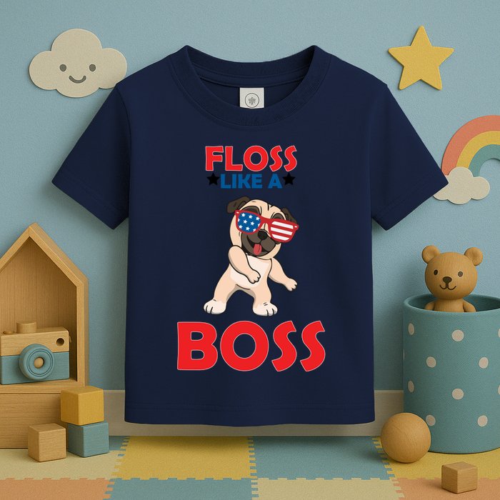Floss Like A Boss Pug Dancing Toddler T-Shirt