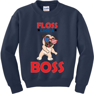 Floss Like A Boss Pug Dancing Kids Sweatshirt