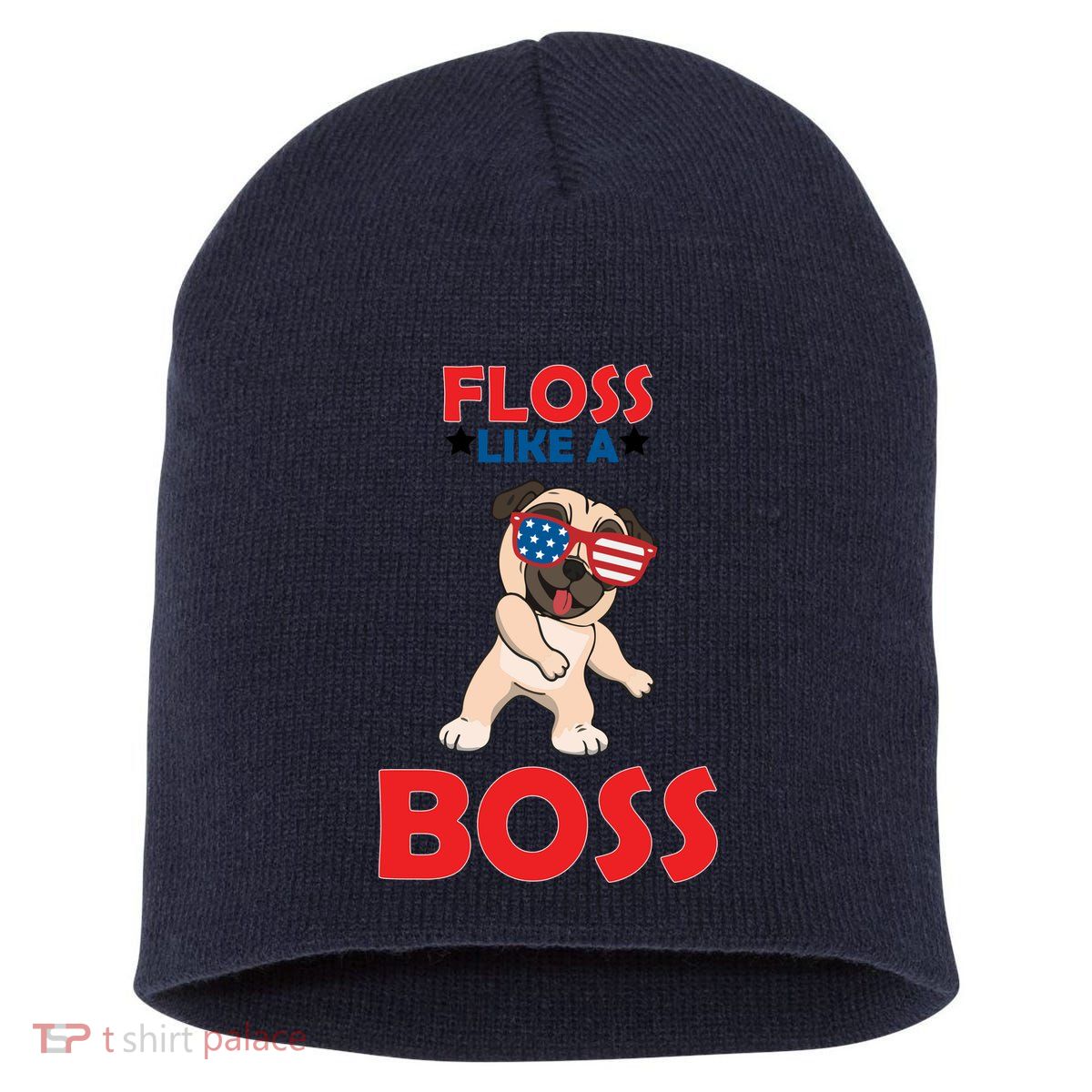 Floss Like A Boss Pug Dancing Short Acrylic Beanie