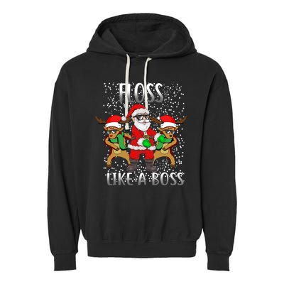 Floss like a Boss Santa Reindeer Garment-Dyed Fleece Hoodie