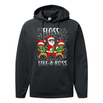 Floss like a Boss Santa Reindeer Performance Fleece Hoodie