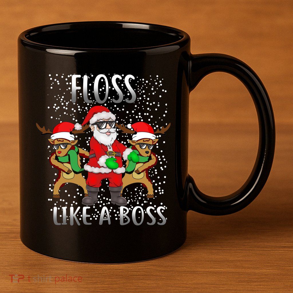 Floss like a Boss Santa Reindeer 11oz C Handle Ceramic Mug