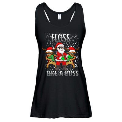 Floss like a Boss Santa Reindeer Ladies Essential Flowy Tank