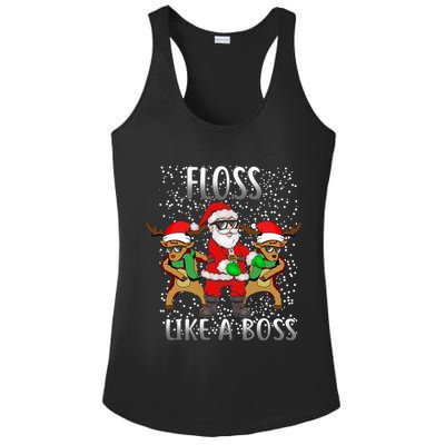 Floss like a Boss Santa Reindeer Ladies PosiCharge Competitor Racerback Tank