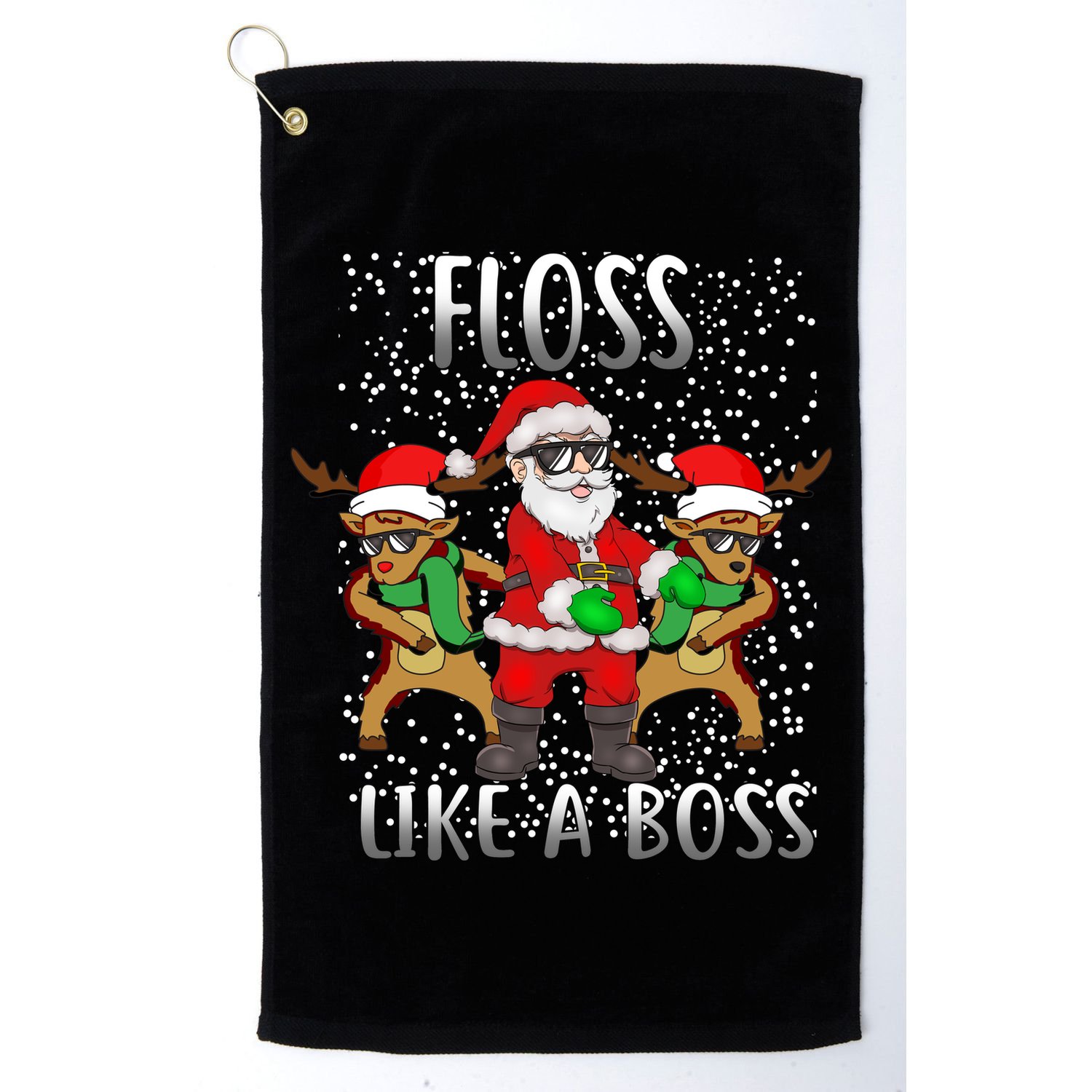 Floss like a Boss Santa Reindeer Golf Towel