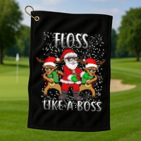 Floss like a Boss Santa Reindeer Golf Towel