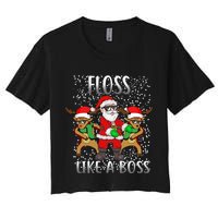 Floss like a Boss Santa Reindeer Women's Crop Top Tee